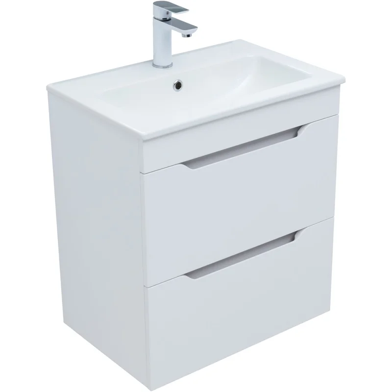 Тумба под раковину Aquanet Практика 60 белый матовый (2 ящика)