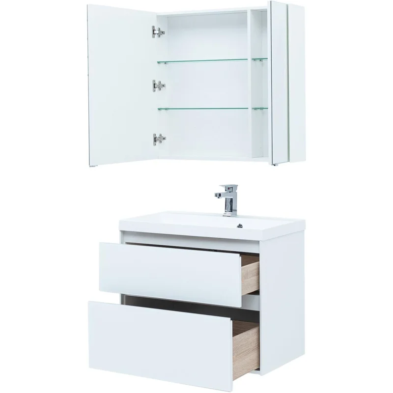 Тумба под раковину Aquanet Гласс 80 белый