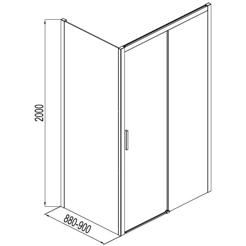 Боковая стенка Aquanet Pleasure AE60-F-90H200U-BT 90, прозрачное стекло