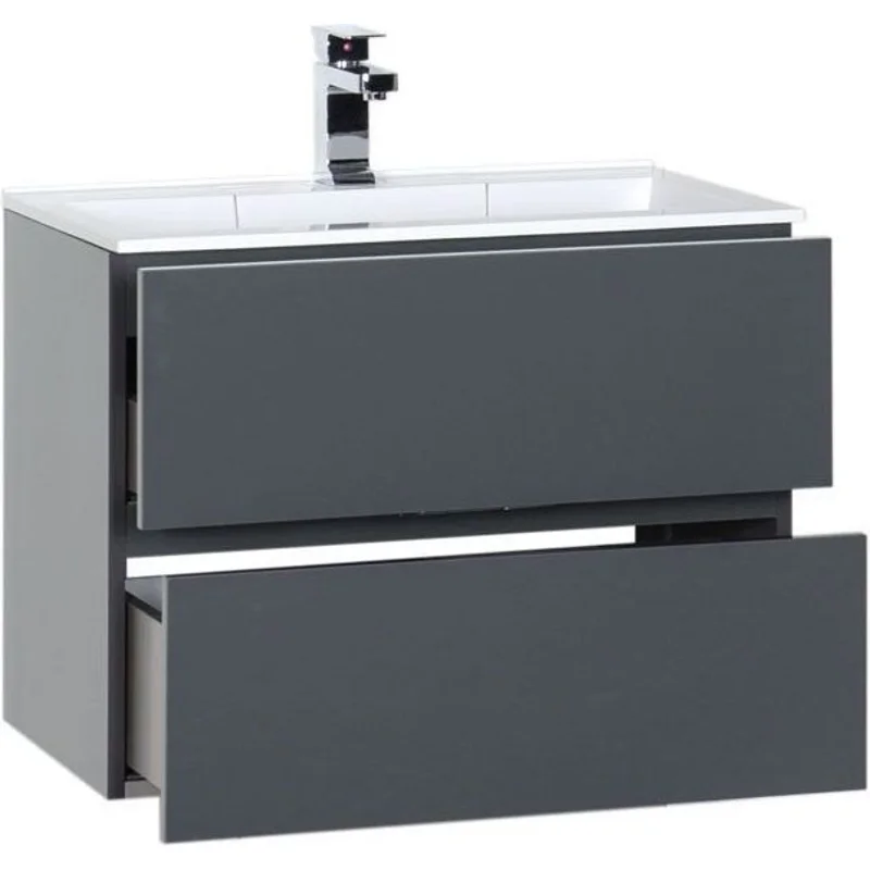 Тумба с раковиной Aquanet Алвита 70 серый антрацит