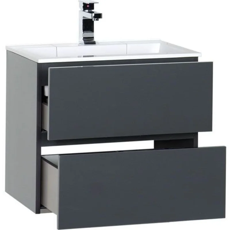 Тумба с раковиной Aquanet Алвита 60 серый антрацит