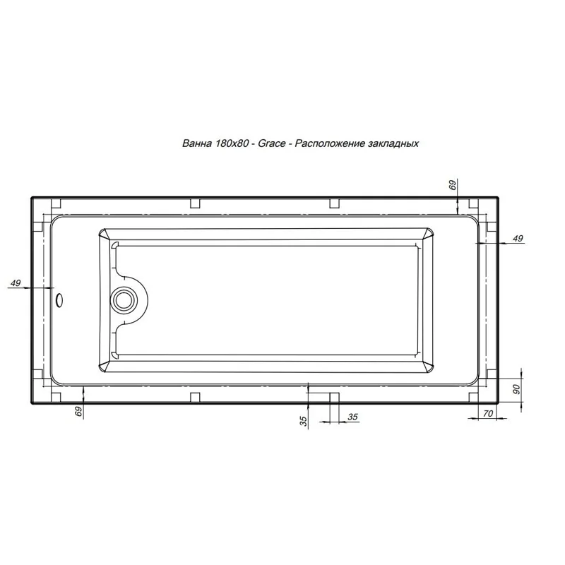 Акриловая ванна Aquanet Grace 180x80 (с каркасом)