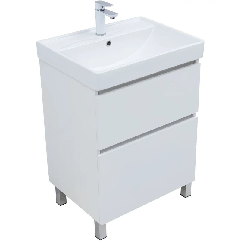 Тумба под раковину Aquanet Вега 60 напольная, белый глянец