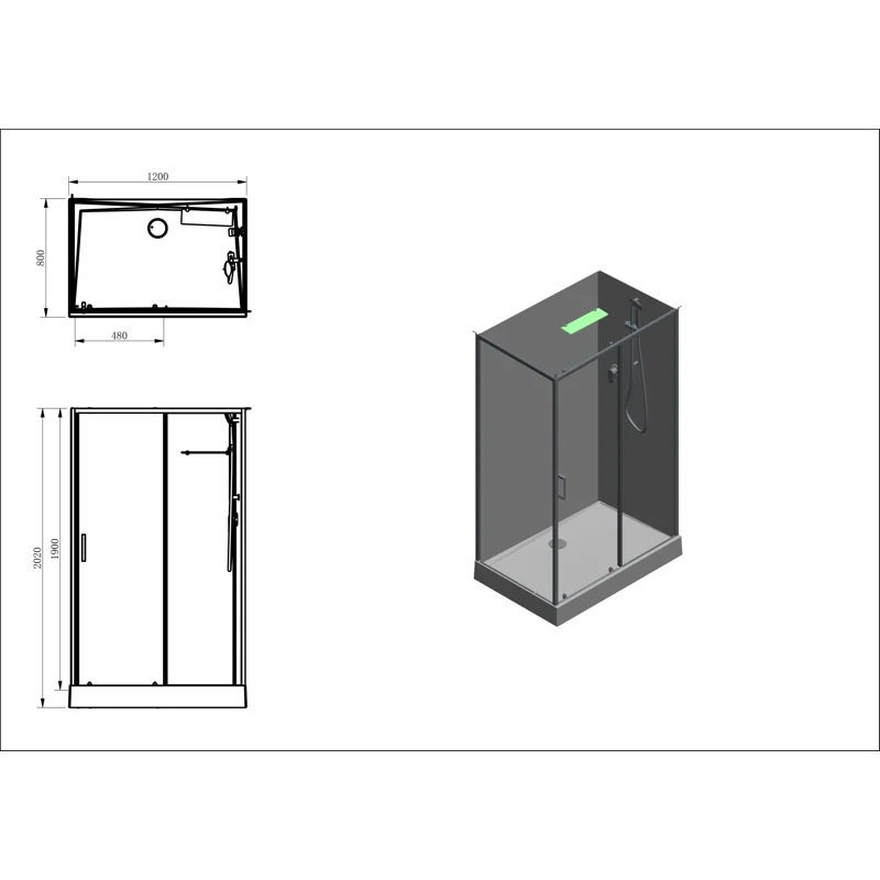 Душевая кабина Aquanet Passion EVO 120L Black 120x80