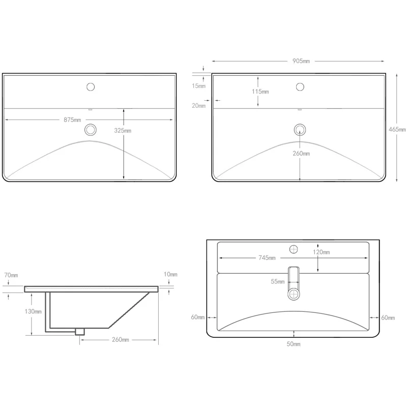 Раковина Aquanet Ирис 90 белая