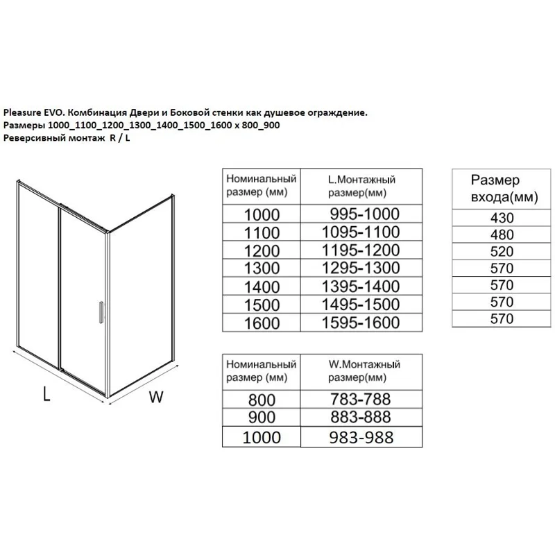 Боковая стенка Aquanet Pleasure Evo 900 AE65-F90-CT профиль хром, стекло прозрачное