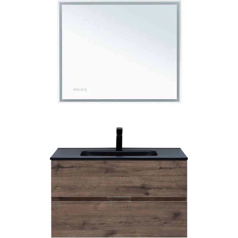 Тумба под раковину Aquanet Алвита New 90 2 ящика, дуб веллингтон табак