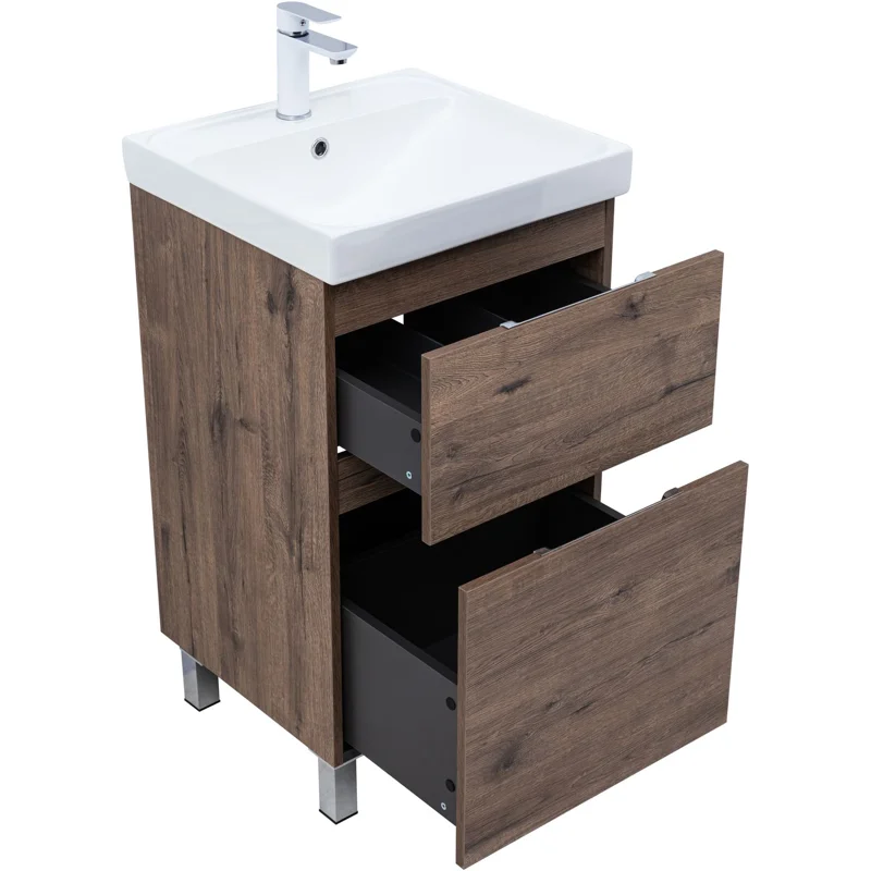 Тумба под раковину Aquanet Алвита New 50 напольная, дуб веллингтон табак