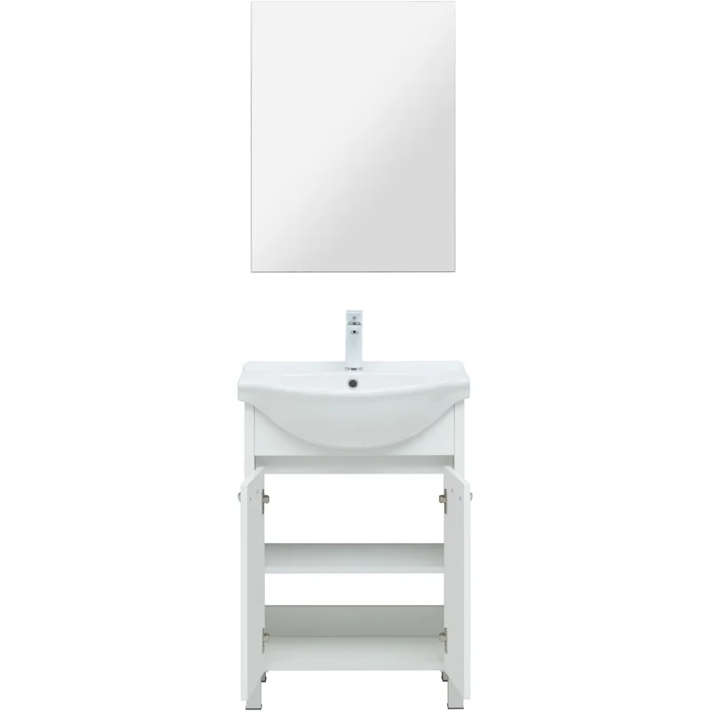 Тумба под раковину Aquanet Донна 60 белый глянец