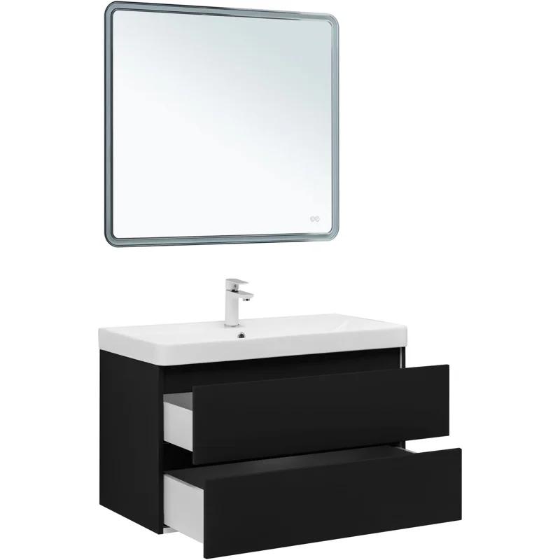 Тумба под раковину Aquanet Вега 2.0 90 черный