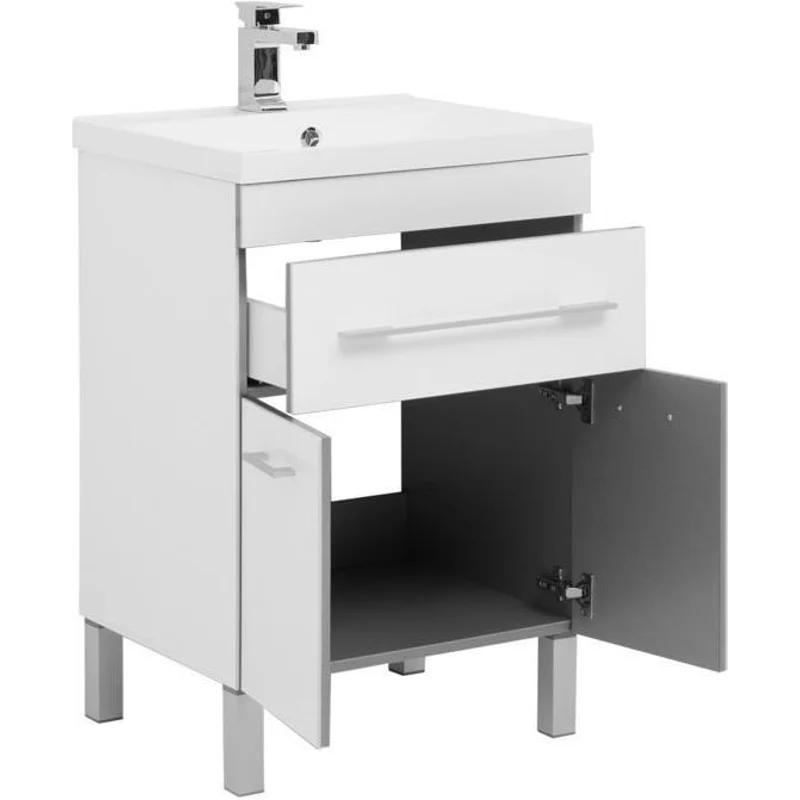 Тумба с раковиной Aquanet Верона 60 белый (напольная 1 ящик 2 дверцы)