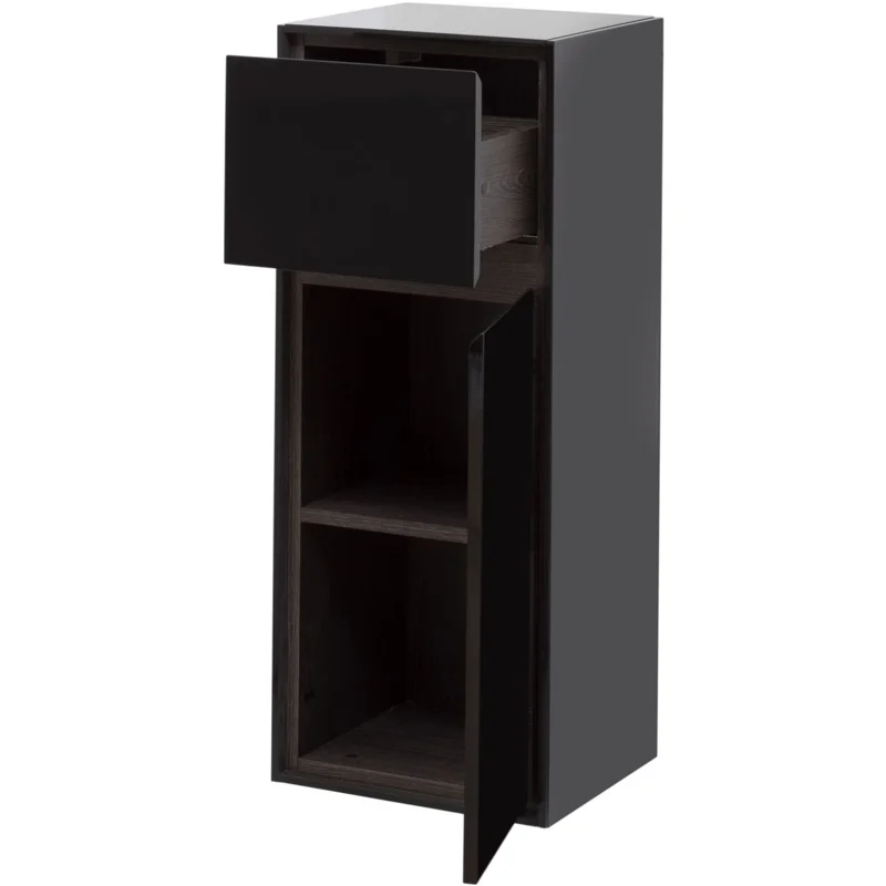 Пенал малый Aquanet Милан 35 черный глянец