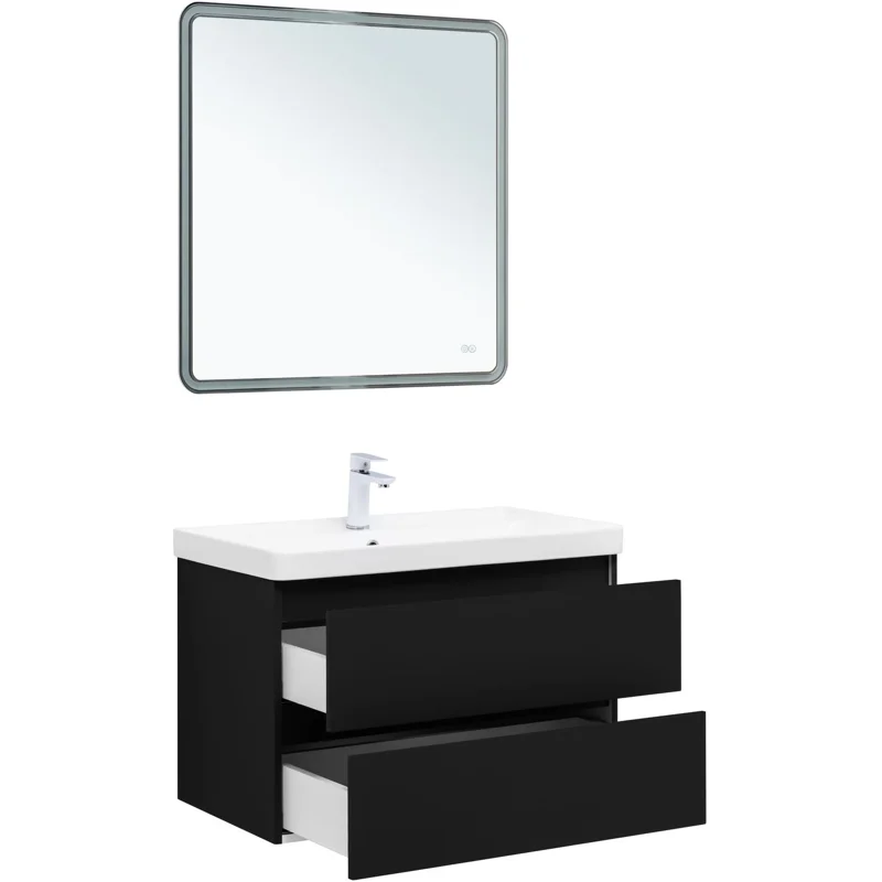 Тумба под раковину Aquanet Вега 2.0 80 черный