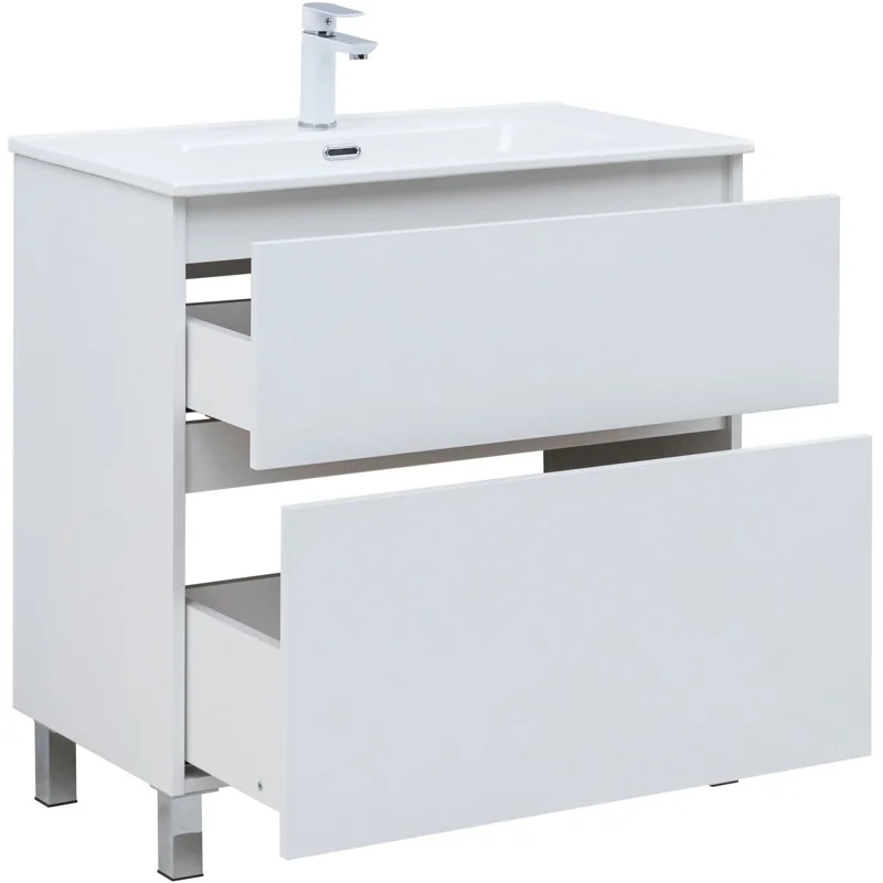 Тумба под раковину Aquanet Вега 80 напольная, белый глянец