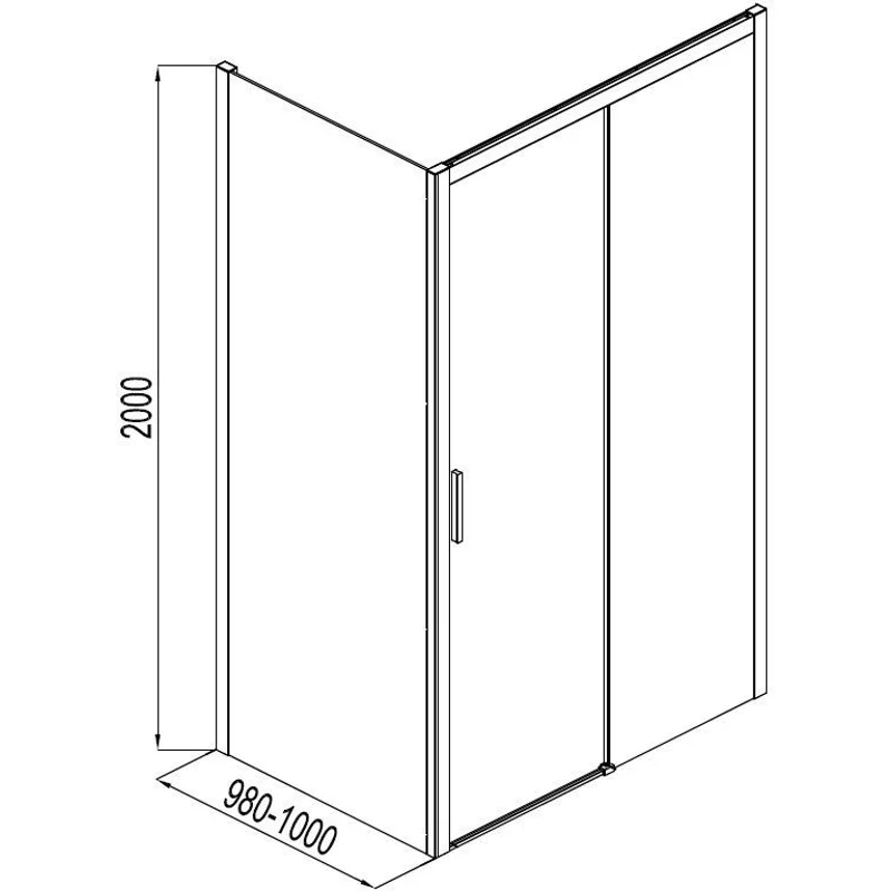 Боковая стенка Aquanet Pleasure AE60-F-100H200U-BT 100, прозрачное стекло