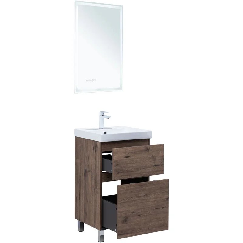 Тумба под раковину Aquanet Алвита New 50 напольная, дуб веллингтон табак