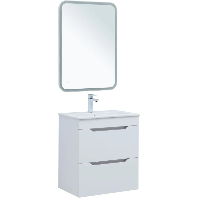 Тумба под раковину Aquanet Практика 60 белый матовый (2 ящика)