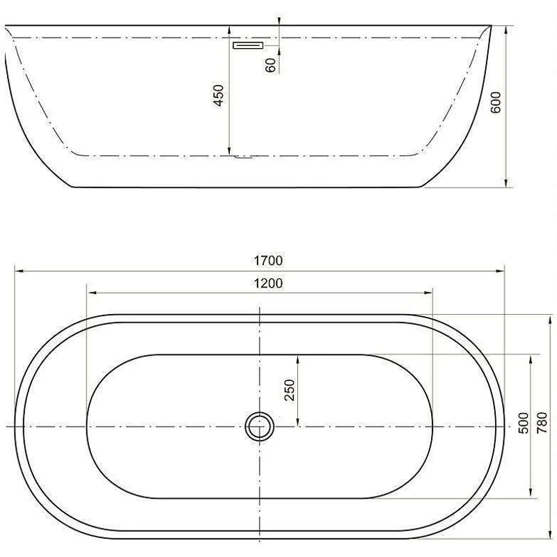 Акриловая ванна Aquanet Delight 170x78 черный матовый