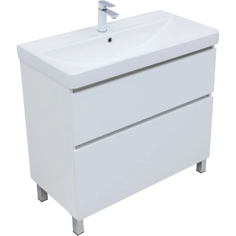 Тумба под раковину Aquanet Вега 90 напольная, белый глянец