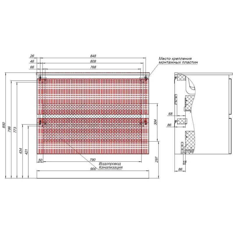 Тумба под раковину Aquanet Джейн (Flat) 90 маренго