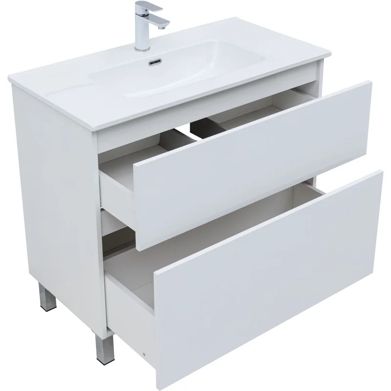 Тумба под раковину Aquanet Вега 90 напольная, белый глянец