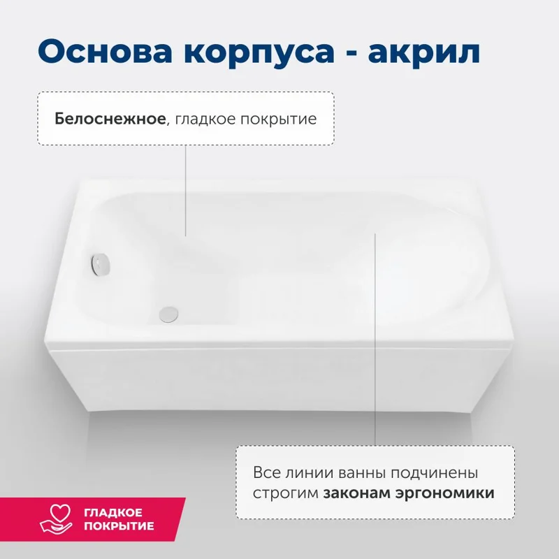 Акриловая ванна Aquanet Nord NEW 150x70 (с каркасом)