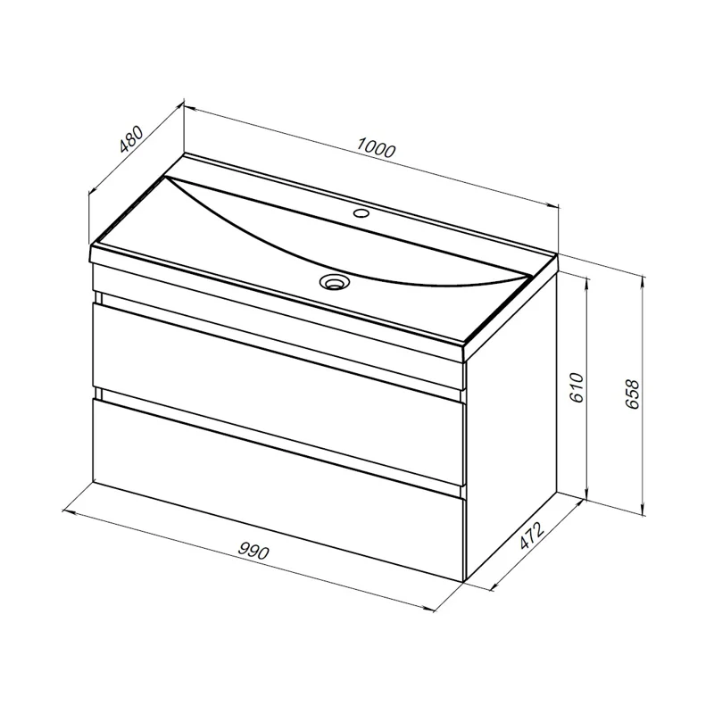 Тумба под раковину Aquanet Нота New 100 дуб светлый