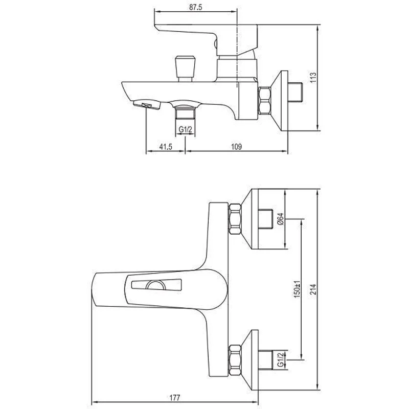 Смеситель для ванны с душем Aquanet Logic AF320-20С