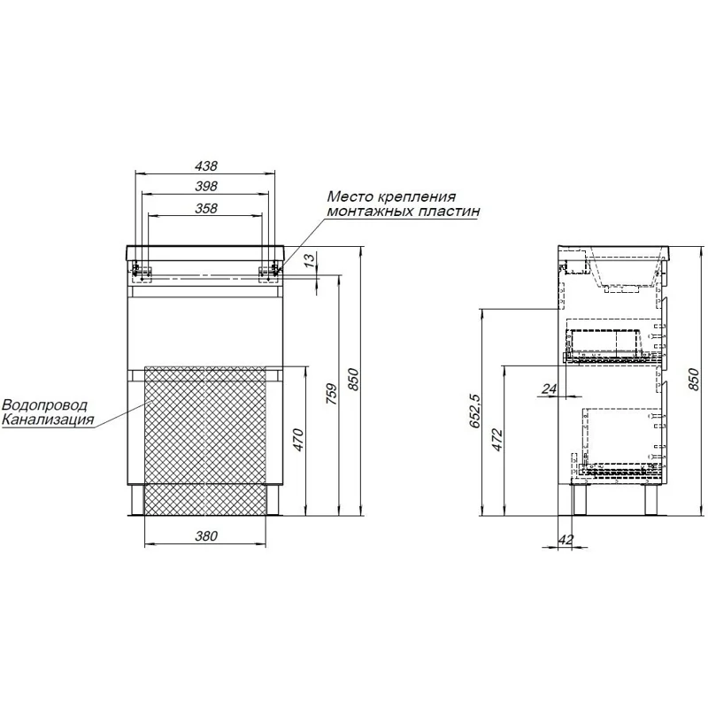 Тумба под раковину Aquanet Нота New 50 дуб светлый
