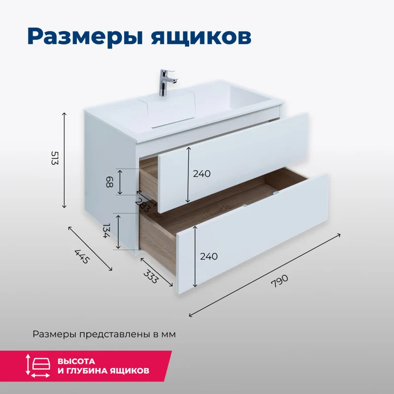 Тумба под раковину Aquanet Алвита 80 белый