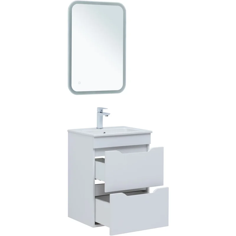 Тумба под раковину Aquanet Практика 50 белый матовый (2 ящика)