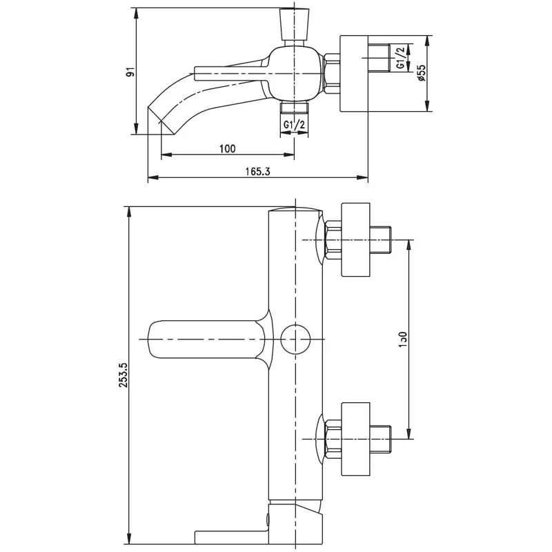 Смеситель для ванны с душем Aquanet Minima AF130-20C