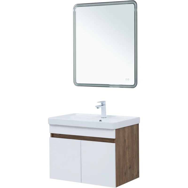 Тумба под раковину Aquanet Оптима 80 дуб рустикальный/белый сатин