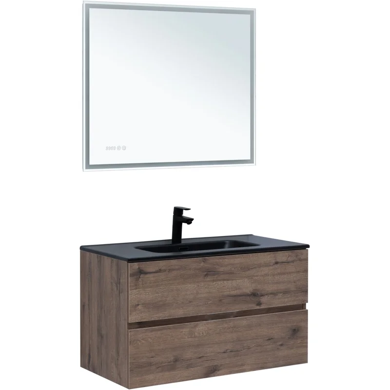 Тумба под раковину Aquanet Алвита New 90 2 ящика, дуб веллингтон табак