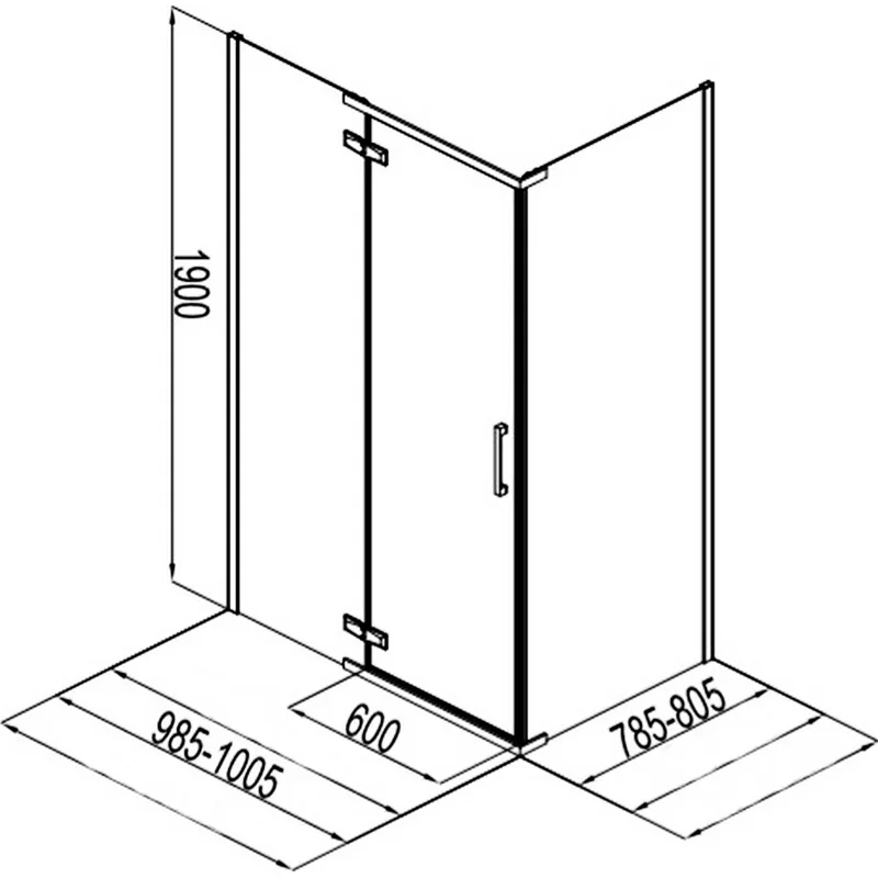 Душевой уголок Aquanet Logic RC1000 AE32-S-100x80U-CT 1000x800, прозрачное стекло