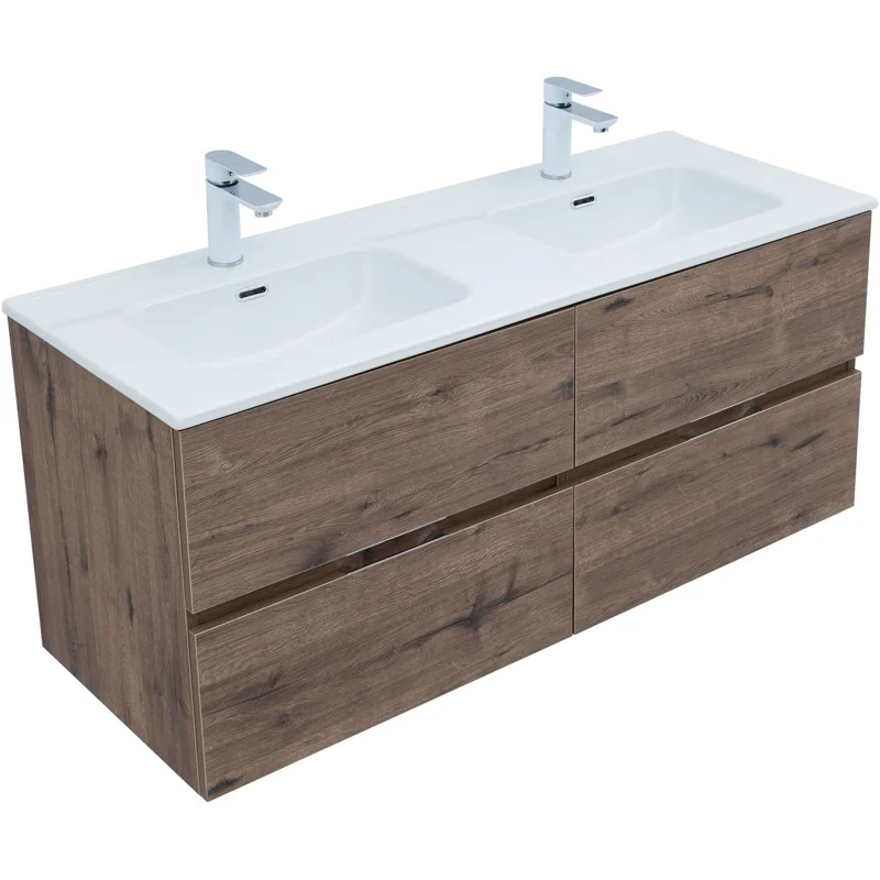 Тумба под раковину Aquanet Алвита New 60 2 ящика, дуб веллингтон табак