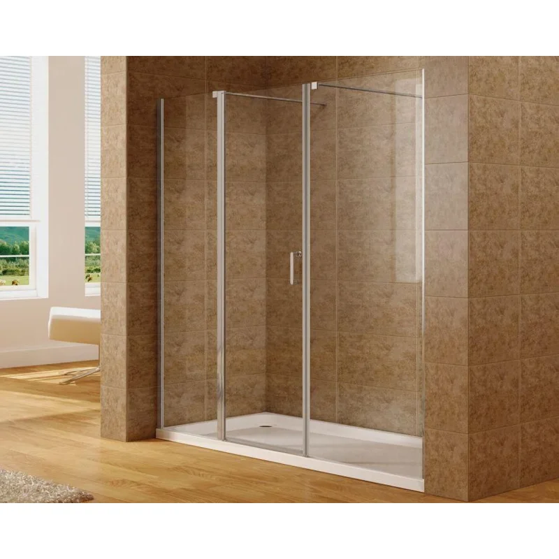 Душевая дверь Aquanet Cinetic 210, прозрачное стекло (AE12-N-120H190U-CT + AE12-F-90H190U-CT)