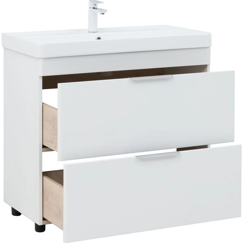 Тумба под раковину Aquanet Ирис New 90 напольная, белый глянец