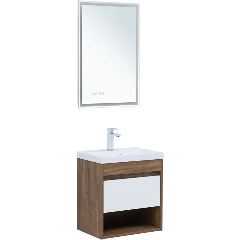 Тумба под раковину Aquanet Тренд 50 дуб рустикальный/белый сатин