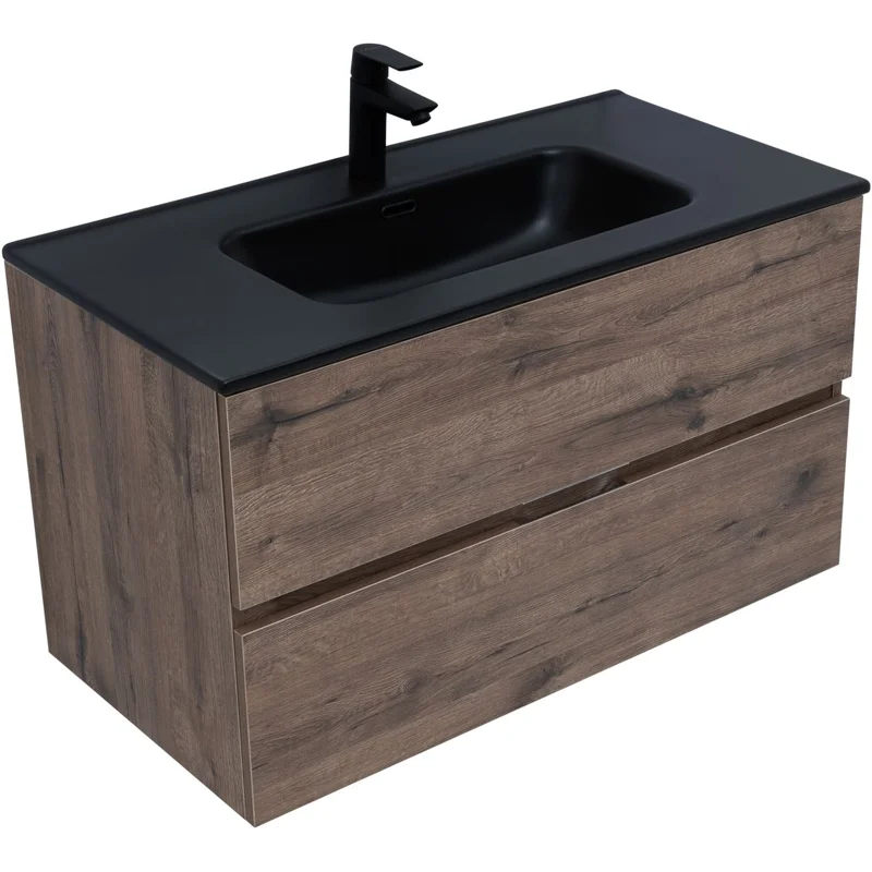 Тумба под раковину Aquanet Алвита New 90 2 ящика, дуб веллингтон табак