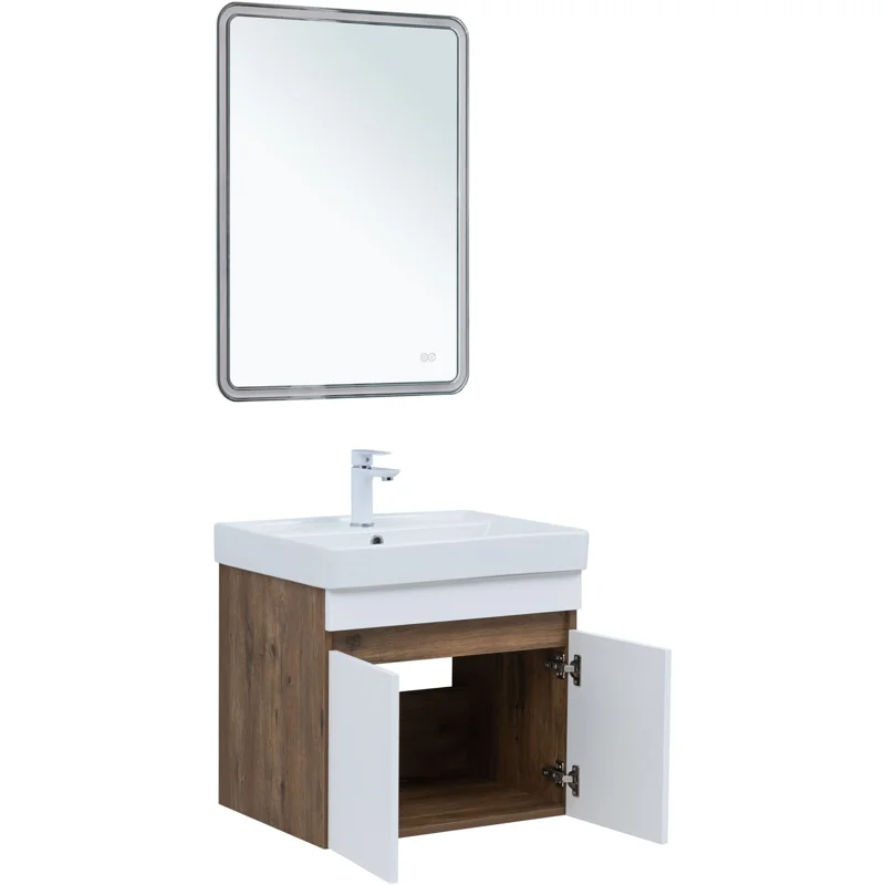 Тумба под раковину Aquanet Оптима 60 дуб рустикальный/белый сатин