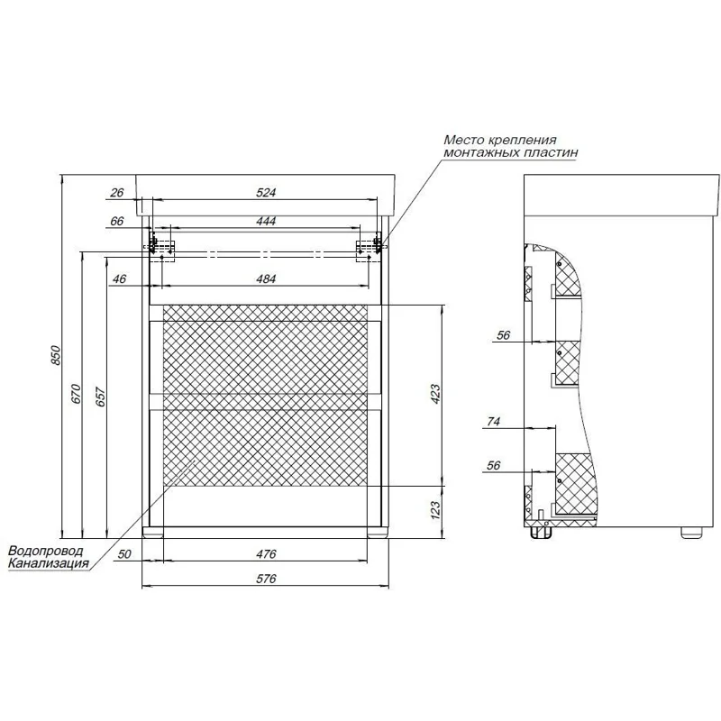 Тумба под раковину Aquanet Nova Lite 60 дуб рустикальный (3 ящика)