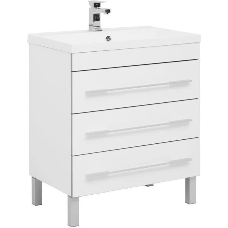 Тумба с раковиной Aquanet Верона 75 белый (напольная 3 ящика)