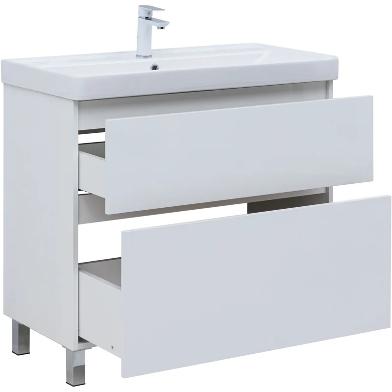 Тумба под раковину Aquanet Вега 90 напольная, белый глянец