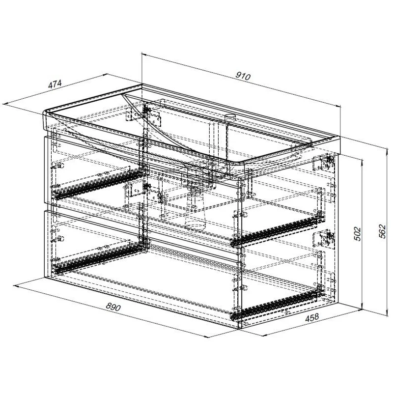 Тумба под раковину Aquanet Вега 2.0 90 черный