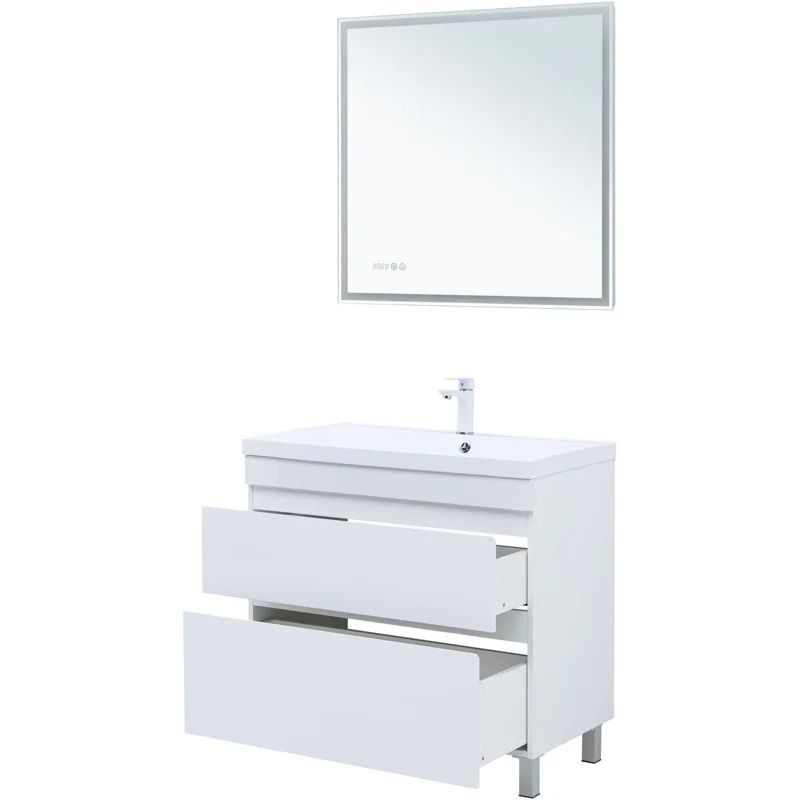 Тумба под раковину Aquanet Нота New 90 белый глянец