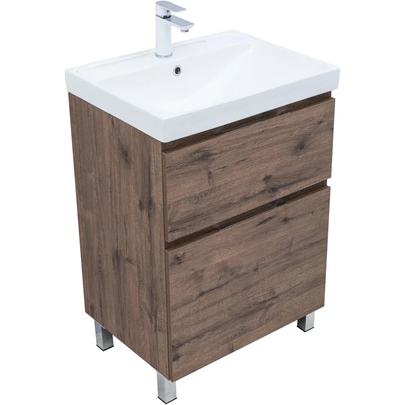Тумба под раковину Aquanet Алвита New 60 напольная, дуб веллингтон табак