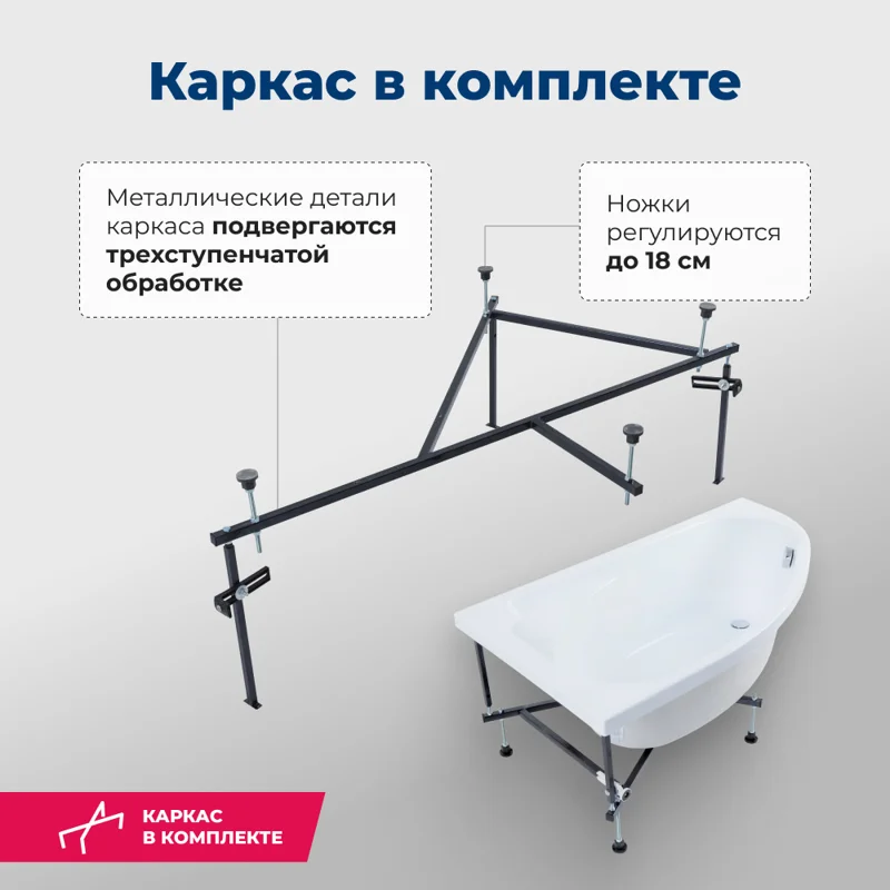 Акриловая ванна Aquanet Mia 140x80 L (с каркасом)