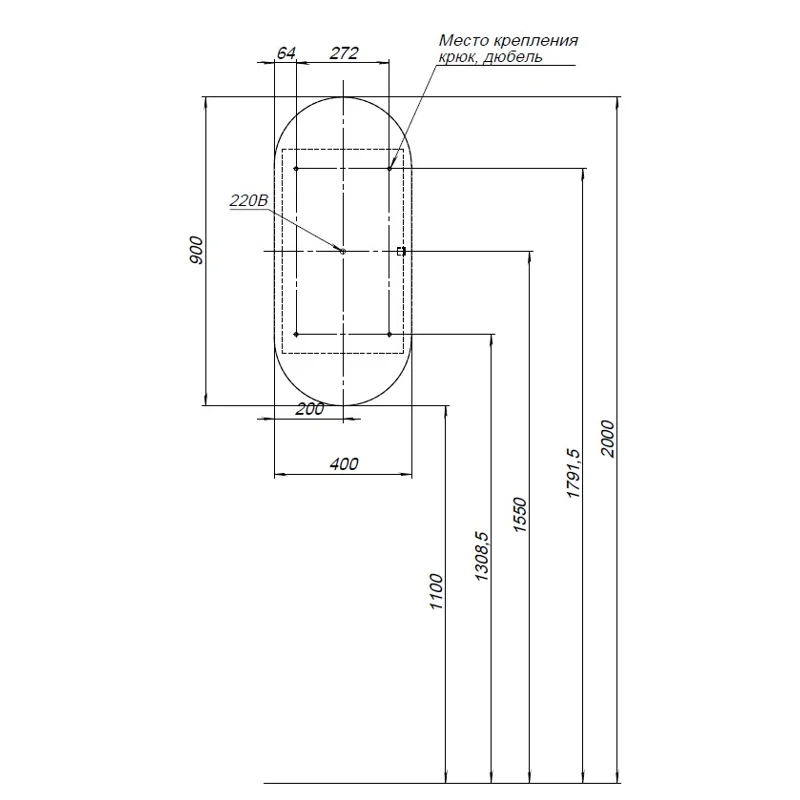 Зеркальный шкаф Aquanet Монте 40 белый, с LED подсветкой