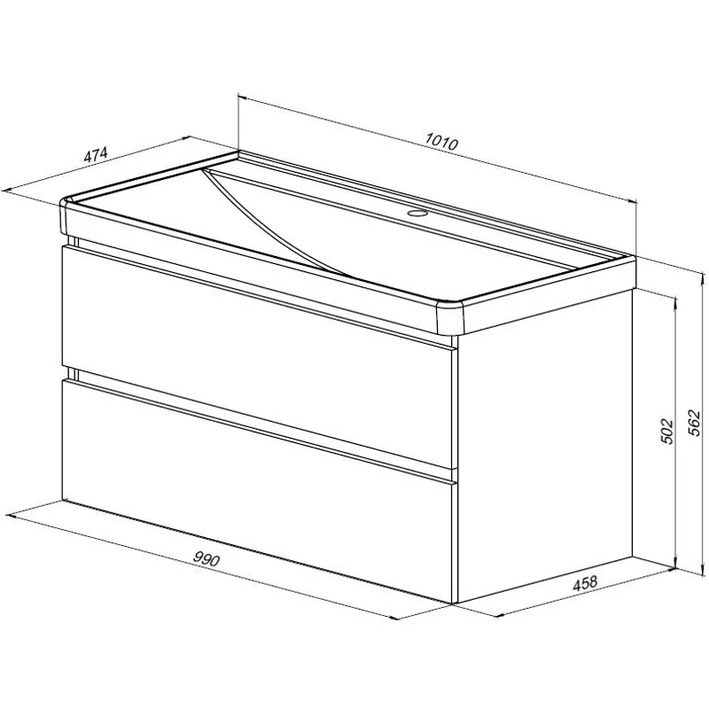 Тумба под раковину Aquanet Вега 2.0 100 черный